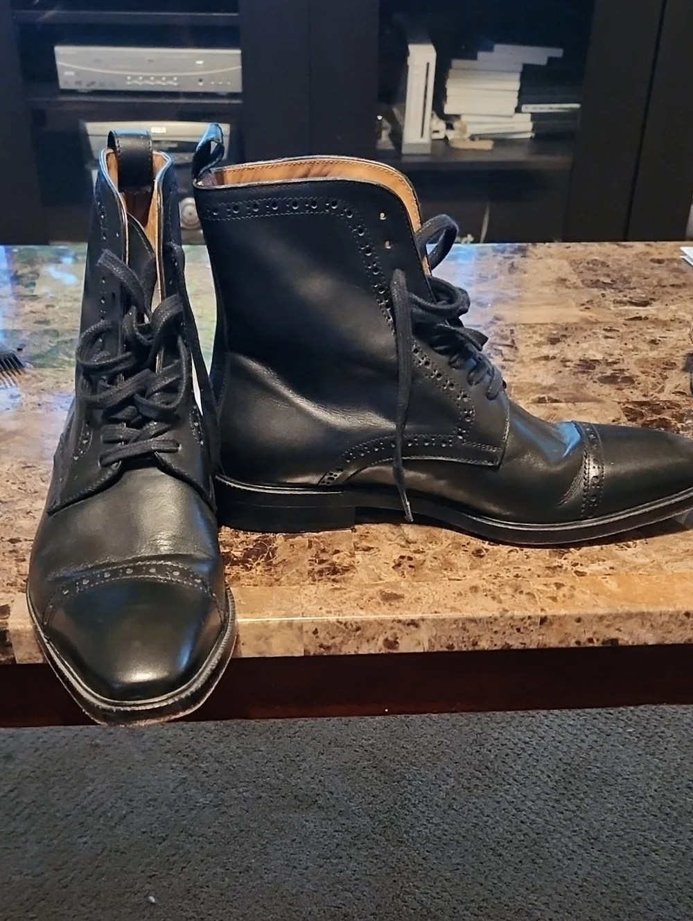 Wall & Water Men's Black Leather Lace-Up Dress Boot